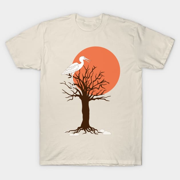 heron on the tree in the sunset T-Shirt by Alina
